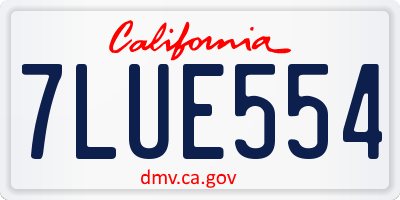 CA license plate 7LUE554