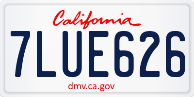 CA license plate 7LUE626