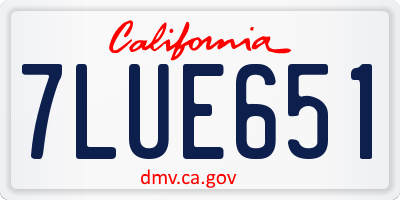 CA license plate 7LUE651