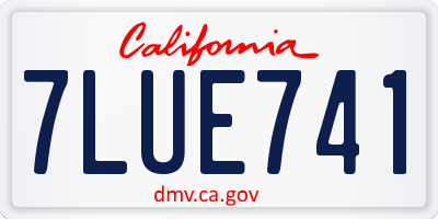 CA license plate 7LUE741