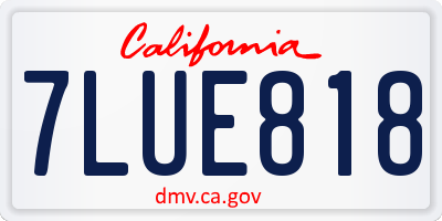 CA license plate 7LUE818