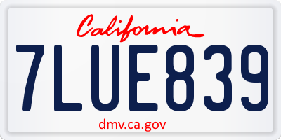 CA license plate 7LUE839