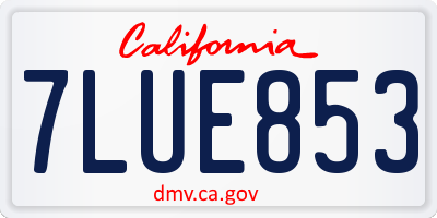 CA license plate 7LUE853