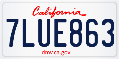 CA license plate 7LUE863