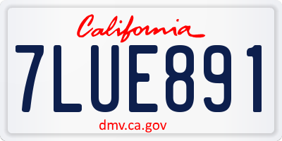 CA license plate 7LUE891