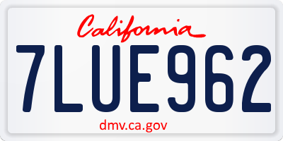 CA license plate 7LUE962