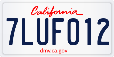 CA license plate 7LUF012