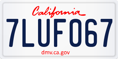 CA license plate 7LUF067