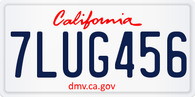 CA license plate 7LUG456
