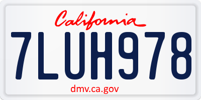 CA license plate 7LUH978