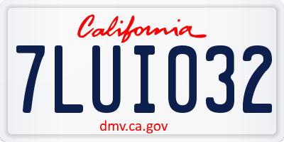 CA license plate 7LUI032