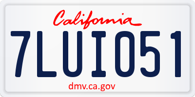 CA license plate 7LUI051