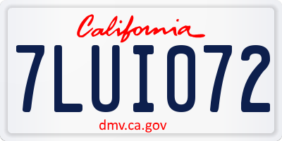 CA license plate 7LUI072