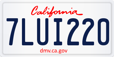 CA license plate 7LUI220