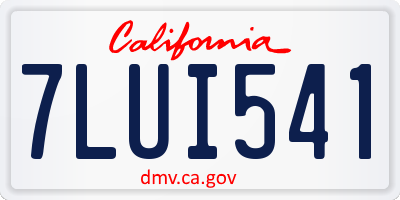 CA license plate 7LUI541