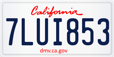 CA license plate 7LUI853
