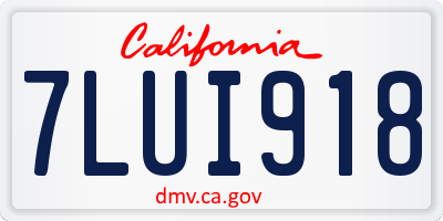 CA license plate 7LUI918