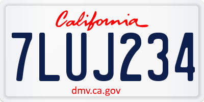 CA license plate 7LUJ234