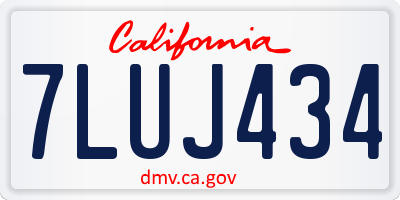 CA license plate 7LUJ434