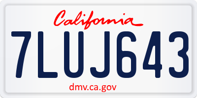 CA license plate 7LUJ643