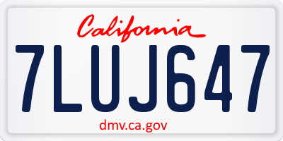 CA license plate 7LUJ647