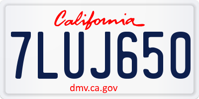 CA license plate 7LUJ650