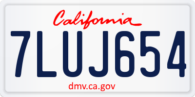CA license plate 7LUJ654