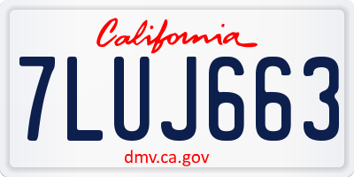 CA license plate 7LUJ663