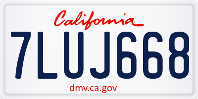 CA license plate 7LUJ668