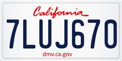 CA license plate 7LUJ670