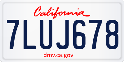 CA license plate 7LUJ678