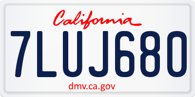 CA license plate 7LUJ680