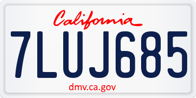 CA license plate 7LUJ685