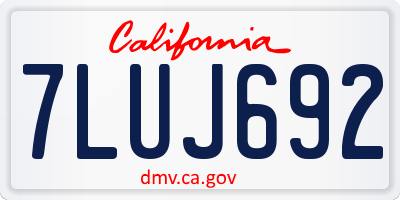 CA license plate 7LUJ692