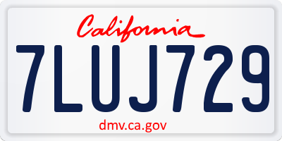 CA license plate 7LUJ729