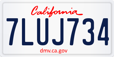 CA license plate 7LUJ734