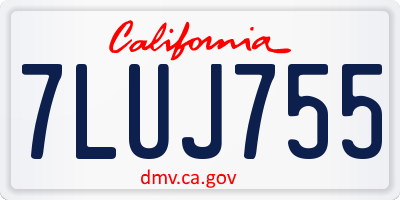 CA license plate 7LUJ755
