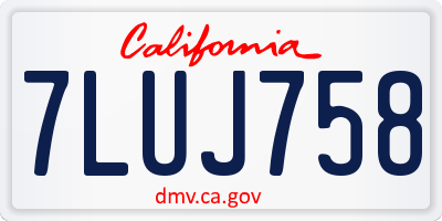 CA license plate 7LUJ758