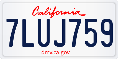 CA license plate 7LUJ759