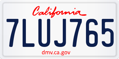 CA license plate 7LUJ765