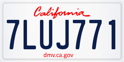 CA license plate 7LUJ771