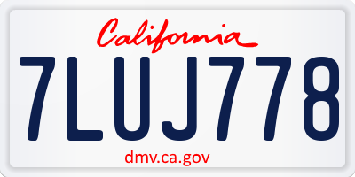 CA license plate 7LUJ778