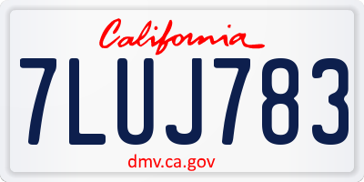 CA license plate 7LUJ783