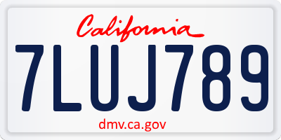 CA license plate 7LUJ789