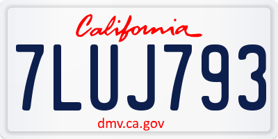 CA license plate 7LUJ793