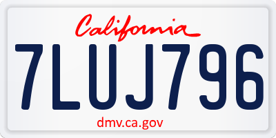 CA license plate 7LUJ796