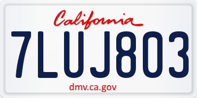 CA license plate 7LUJ803