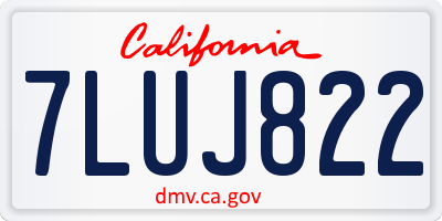 CA license plate 7LUJ822