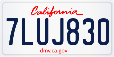 CA license plate 7LUJ830