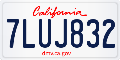 CA license plate 7LUJ832